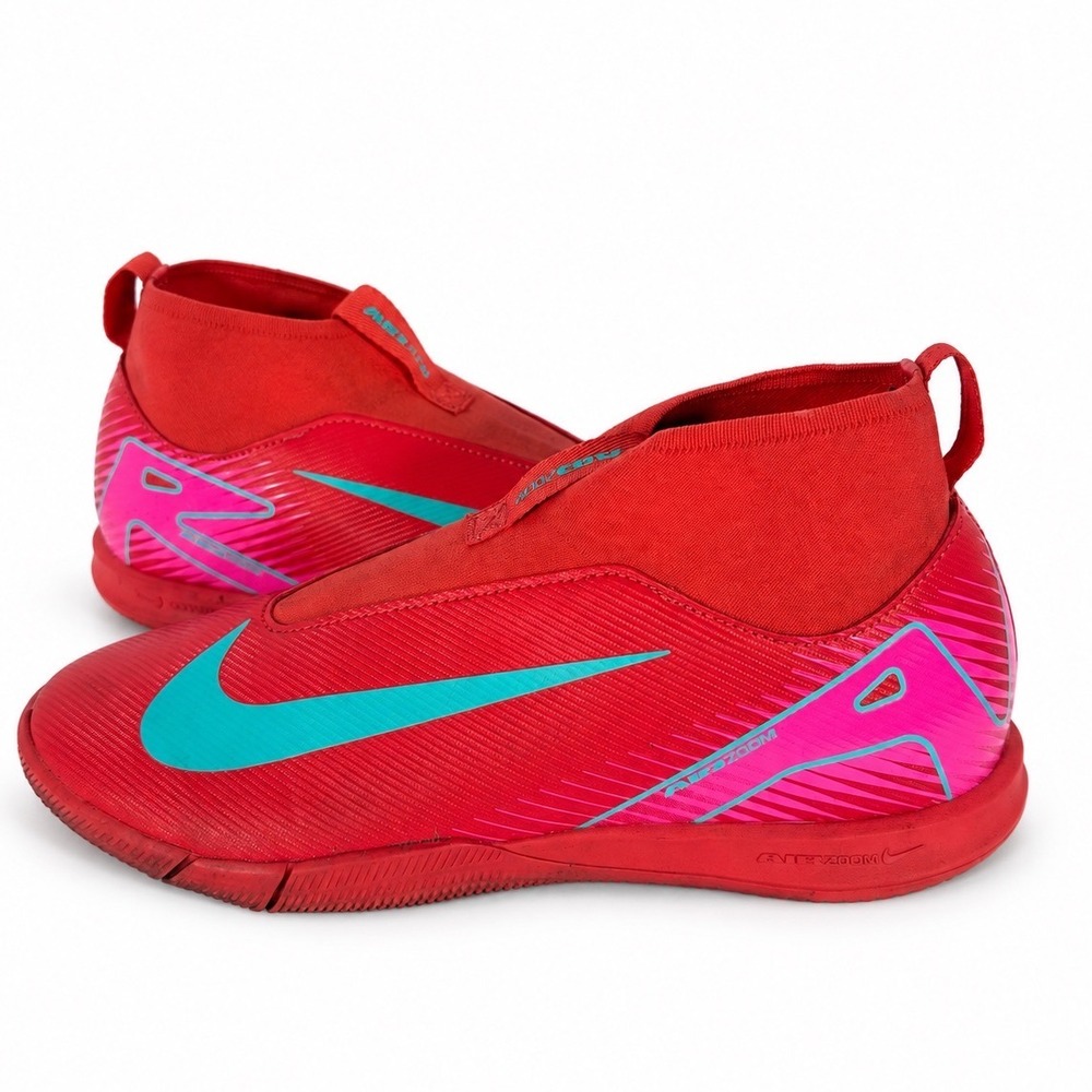 Nike Mercurial Air Zoom Indoor Soccer Shoes Kids Size 6Y Red Pink Laceless Cleat